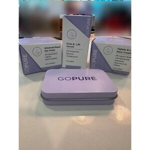 GoPure Skincare Set Eye Cream Firm & Lift Serum Tighten‎ Neck Cream with Tin New
